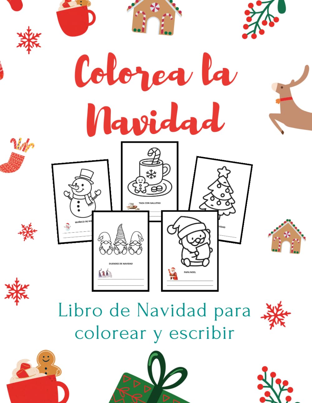 COLOREA LA NAVIDAD: LIBRO DE NAVIDAD PARA COLOREAR Y ESCRIBIR PALABRAS