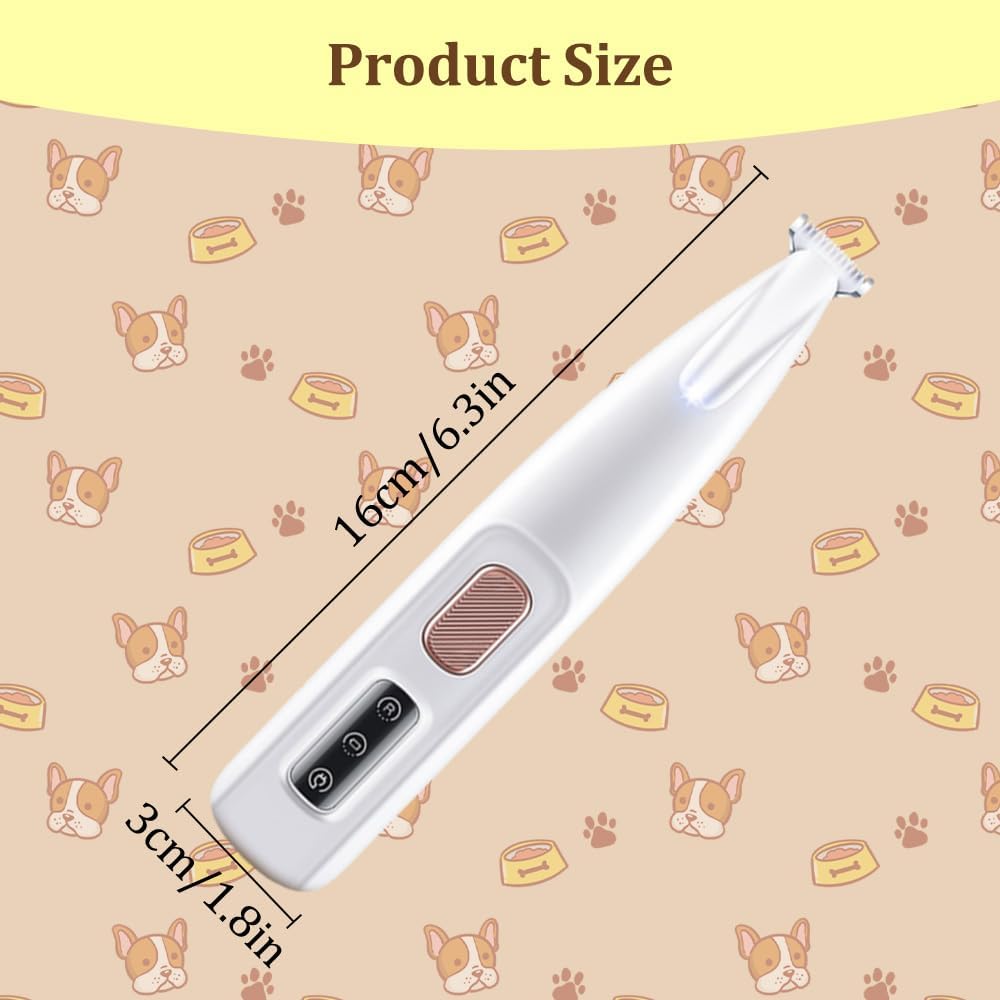 Yilia Upgrade Pet Micro Precision Trimmer, Multifunctional Pet Hair Clippers for Grooming with LED Light, Low Noise Waterproof Rechargeable Pet Paw Trimmer for Pet Paws, Eyes, Ears, Face, Rump (2PCS)
