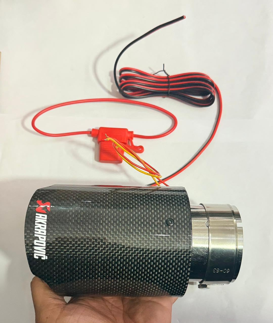 Akrapovic Red LED Carbon Fiber Single Exhaust Muffler Tips Bolt/Clamp On Universal For Trucks and Cars Compatible with all Cars-image-3