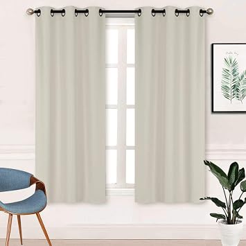 Home Collection Triple Weave Blackout Curtains with Bronze Grommets, 100% Light Blocking, Noise Reducing New Ivory, 37" W x 62" L Pack of 2