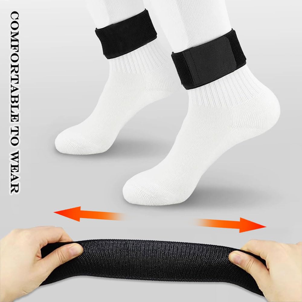 6 Pezzi Fascia per Parastinchi da Calcio Regolabile Traspirante Nastro Fascette Elastiche Portaparastinchi Nere Bianche Elasticità Shin Guard Holder per Adulto Uomo Donna e Bambino