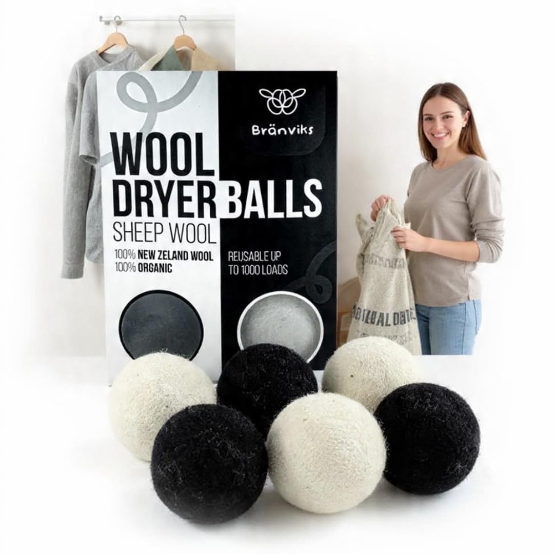 Bränviks Wool Dryer Balls – 6 XL Balls (White & Black Set