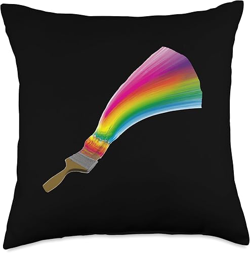 Painter Art Designs Paintbrush Painting Rainbow Art - Almohada de 18 x 18 pulgadas, multicolor