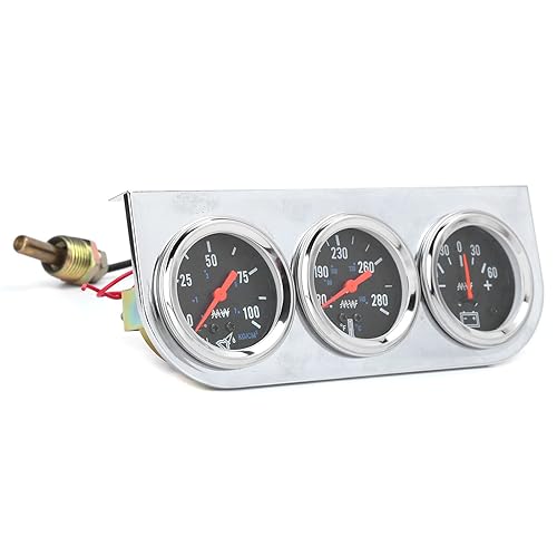 Miniatura 8 de Kit de calibre triple 3 en 1, 2 pulgadas, medidor de presión de aceite de temperatura del agua, medidor de AMP de metal sólido alto para automóvil