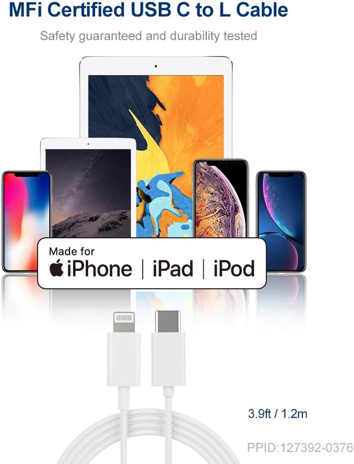 Exclusive Discount 60% Price Fast Charger for iPhone [MFi Certified], 30W 2-Port Foldable Charger with 18W USB C Power Adapter for New iPhone 12/12 Mini/12 Pro Max/11 Pro Max/8 Plus iPad Pro AirPods [with 3.9ft C to L Cable]