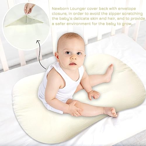 Miniatura 25 de Hooyax Baby Lounger Slipcover for Newborns, Removable Infant Floor Seat, Padded Lounger Cover with Animal Design