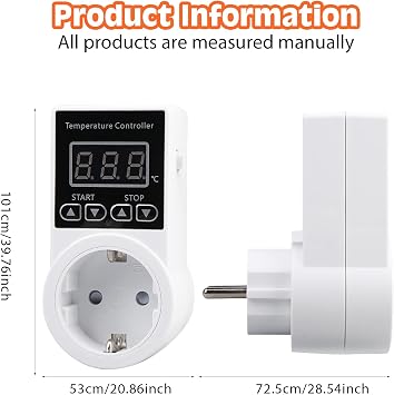 Temperature Controller Temperature Switch - Temperature Controller 230 V with Sensor Waterproof Thermostat Heating Smart Thermostat Socket for Greenhouse Terrarium Aquarium Greenhouse Seed Germination Heating