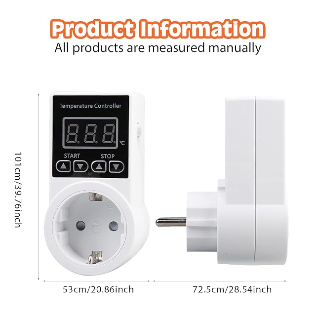 Foto 2 de 7 de Juego de 2 enchufes termostáticos digitales con sonda e interruptor impermeable