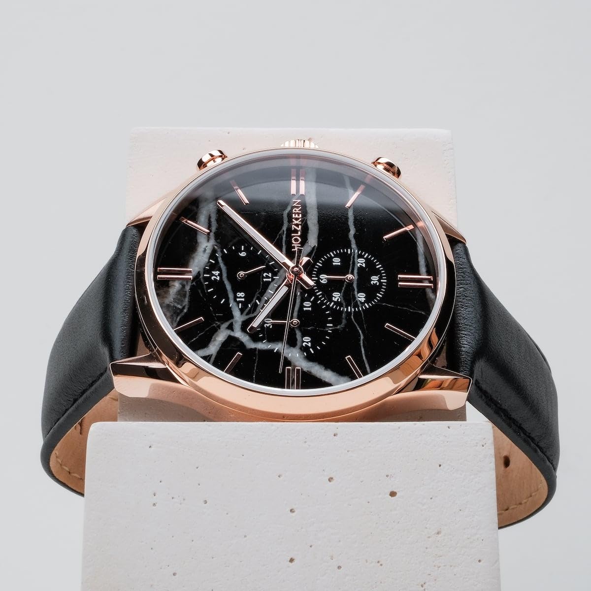 HOLZKERN Herren-Quarzuhr Chronograph Relational Marmor/Roségoldfarben