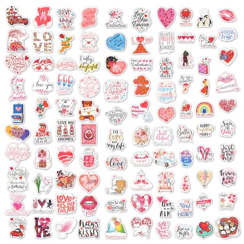 Image of 100Pcs Holographic Valentines Stickers, Heart Valentine's Stickers Bulk for Valentines Day Gifts for Classroom School Exchange,Thickened Backing Vinyl Decals, Party Favors