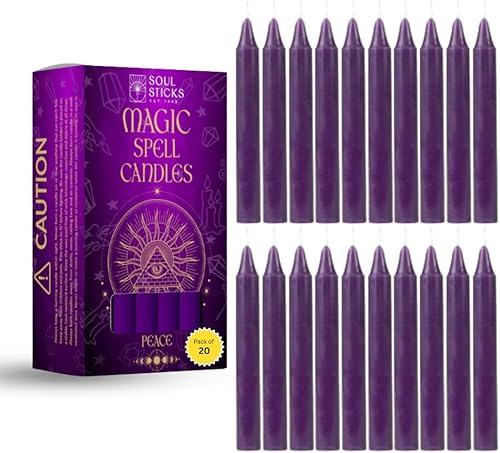 Miniatura 1 de Soul Sticks Peace - Velas cónicas de hechizo mágico de 4 pies, 20 unidades, ideales para altar, rituales, ceremonias, vela púrpura de meditación