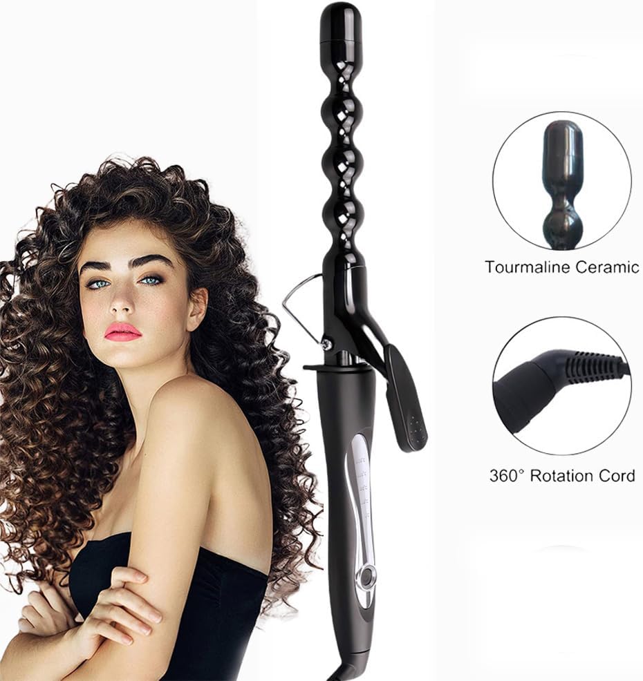 Electric Bubble Curling Iron 1 Inch Curling Wand for Long Hair Round Barrel 25mm Hair Curler Ceramic Hair Waver Fast Heating Beach Waves Curling Wand Styling Tools