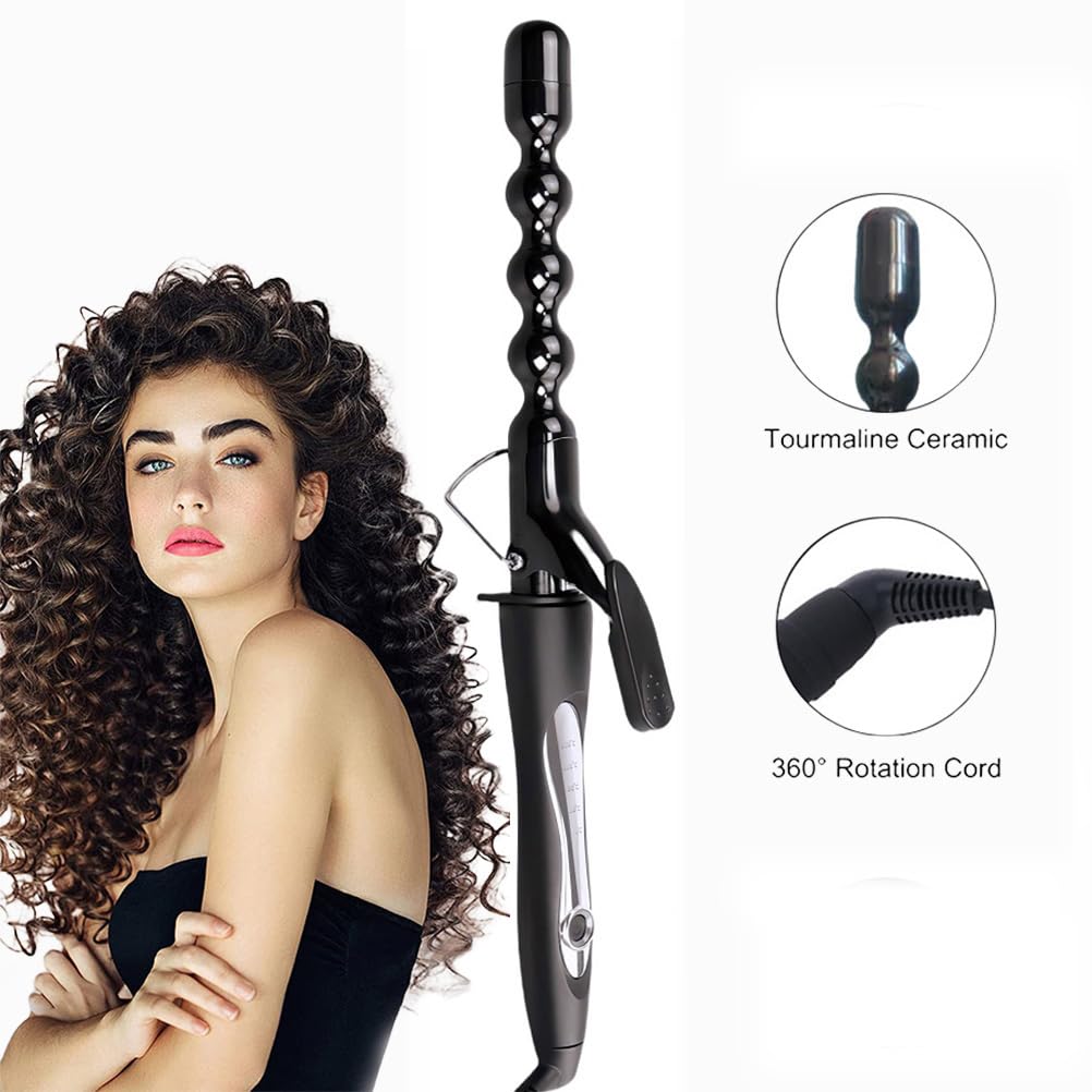 Bubble Wand Curling Iron 1”Curling Wand for Long Hair Tourmaline Ceramic 25mm Beach Wave Hair Curler Bubble Barrel Design Hair Waver Curler for Tousled Waves Curl