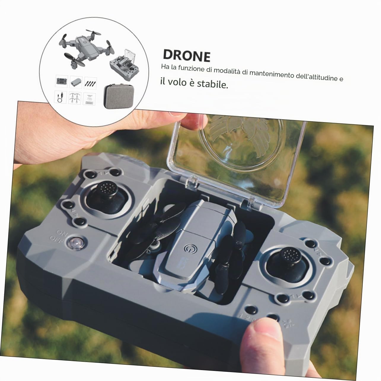 Toyvian Mini Drone Telecamera 4k Pieghevole, Quadricottero Rc Mantenimento Quota, Bracci Richiudibili, Stabile, per Selfie e Riprese Aeree