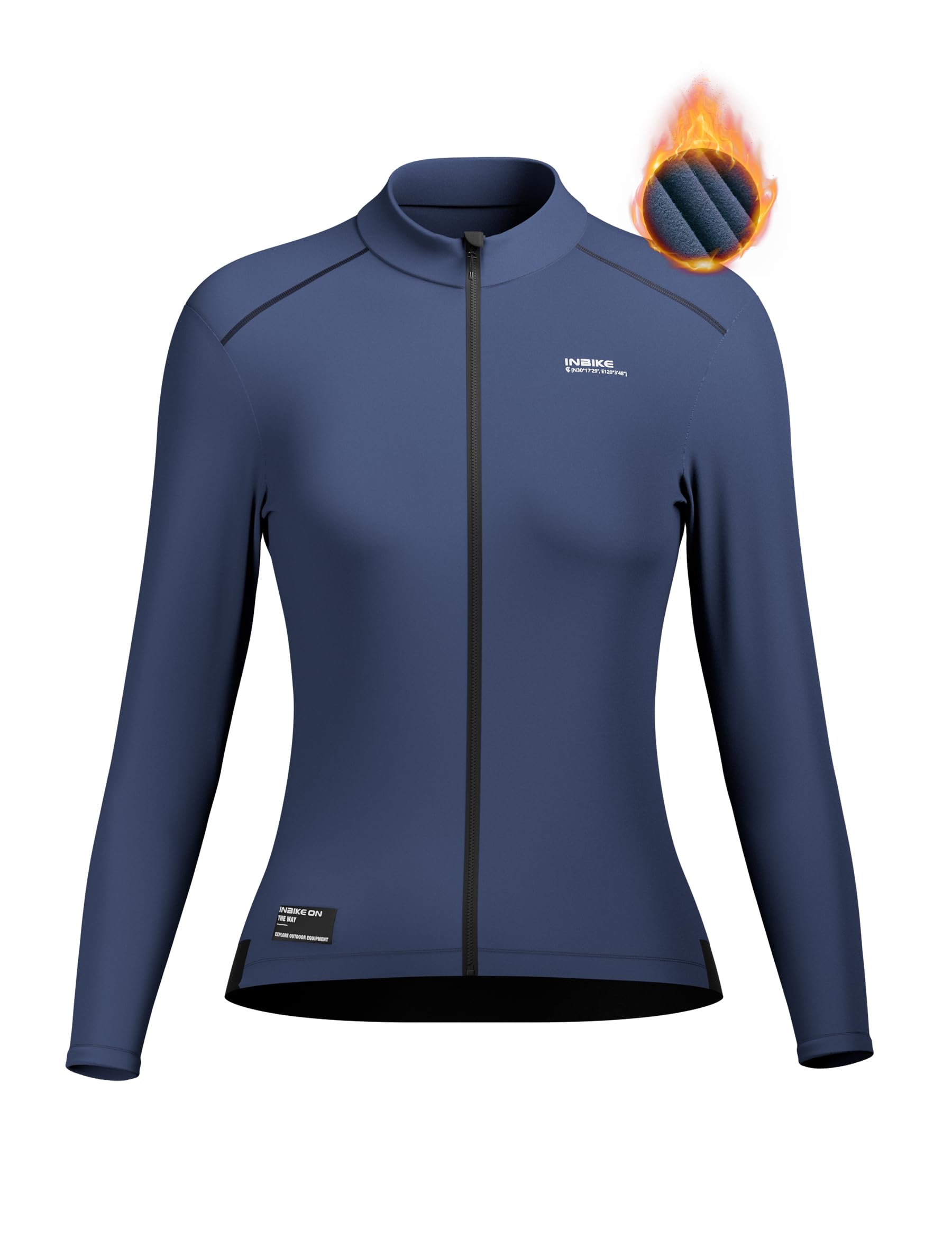 INBIKE Fietsshirt voor dames, winter, fleece, fietsjack voor dames, winddicht, thermisch, fietsshirt MTB, lange mouwen, Geel, L