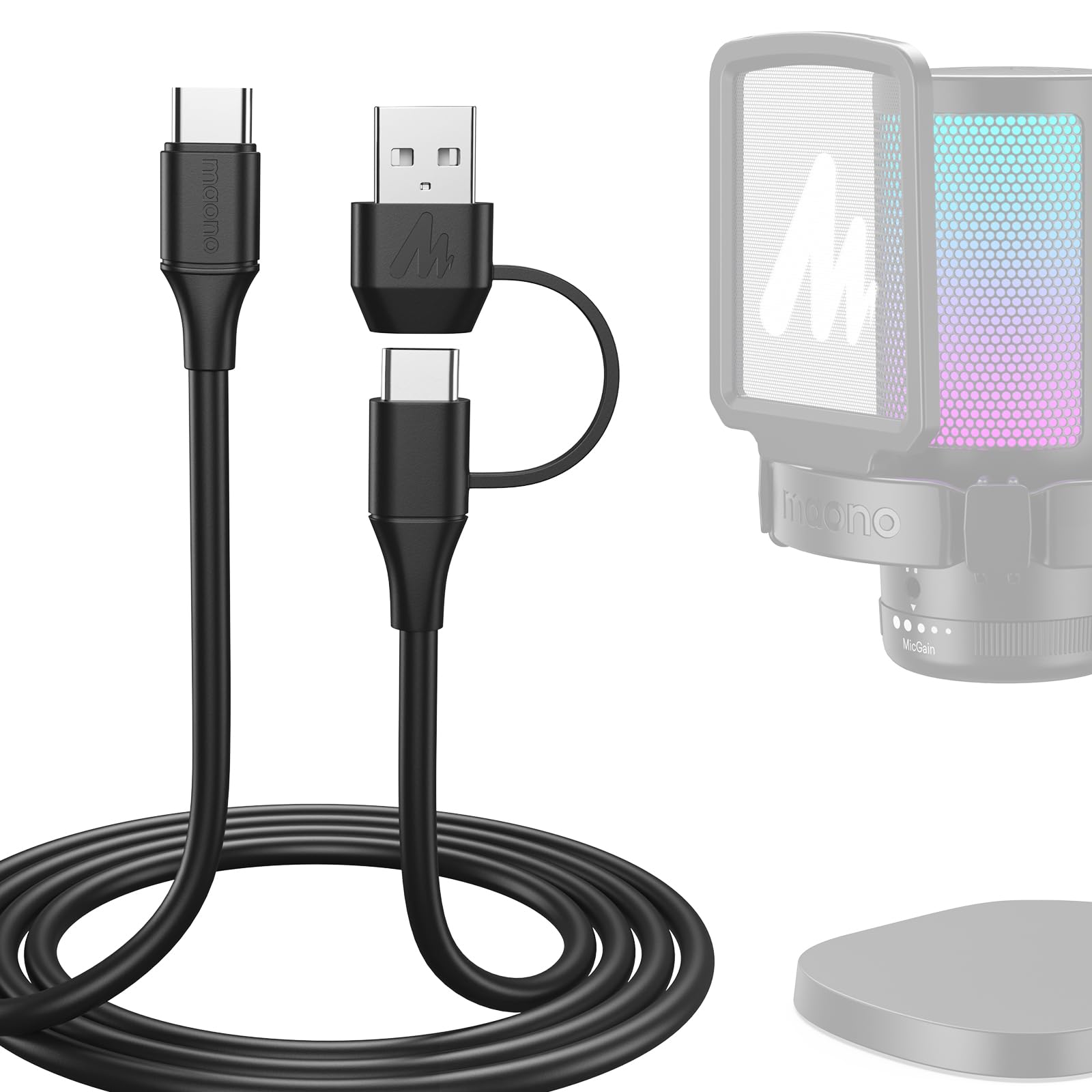 Amazon.com: MAONO USB Microphone Cable, 5FT, USB C & A to