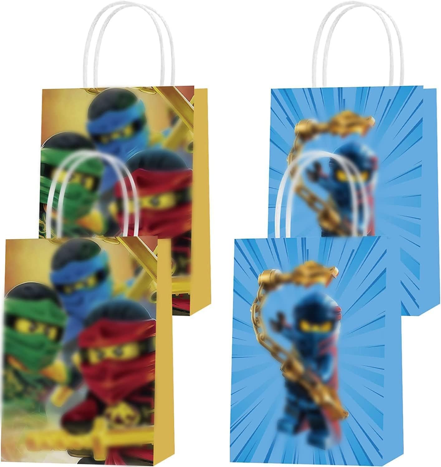 EIKLAR 16Pcs Ninja Party Favor Bags, Ninja Paper Gift Bags with Handles Ninja Goodie