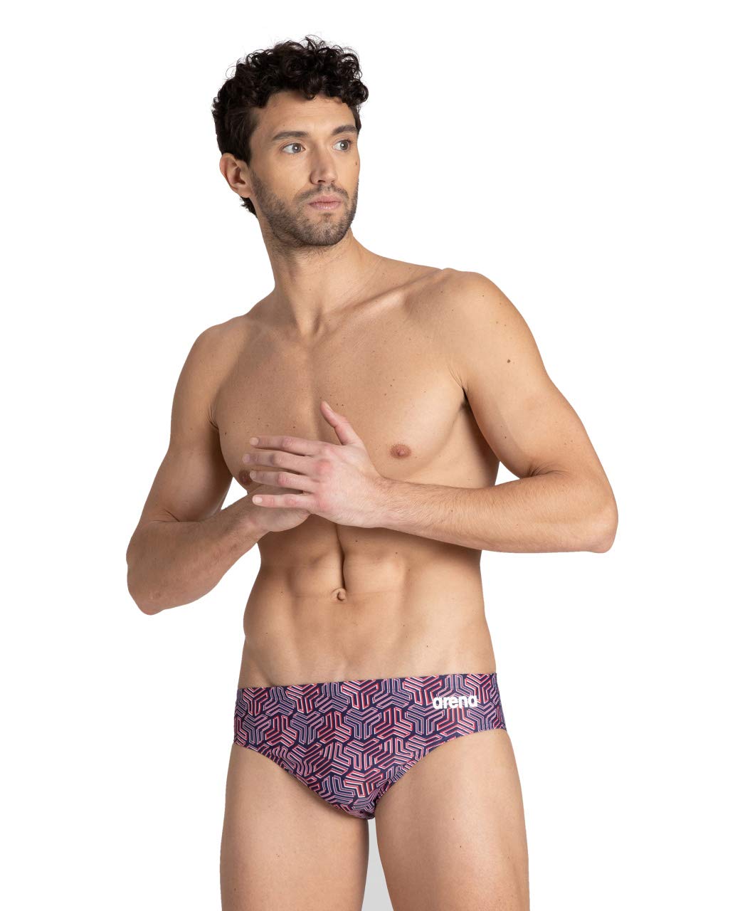 ARENAMen's Team Color Print 3-inch Brief Athletic Training Swimsuit Bathing Suit