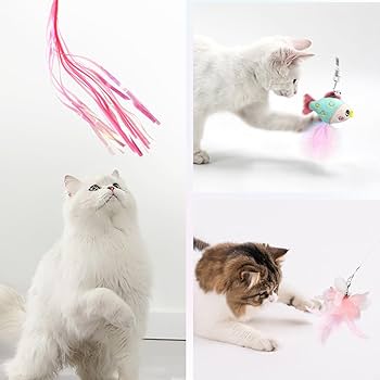 Amazon | SONGWAY猫おもちゃ ねこじゃらし羽 チョウチョウ ピンク系