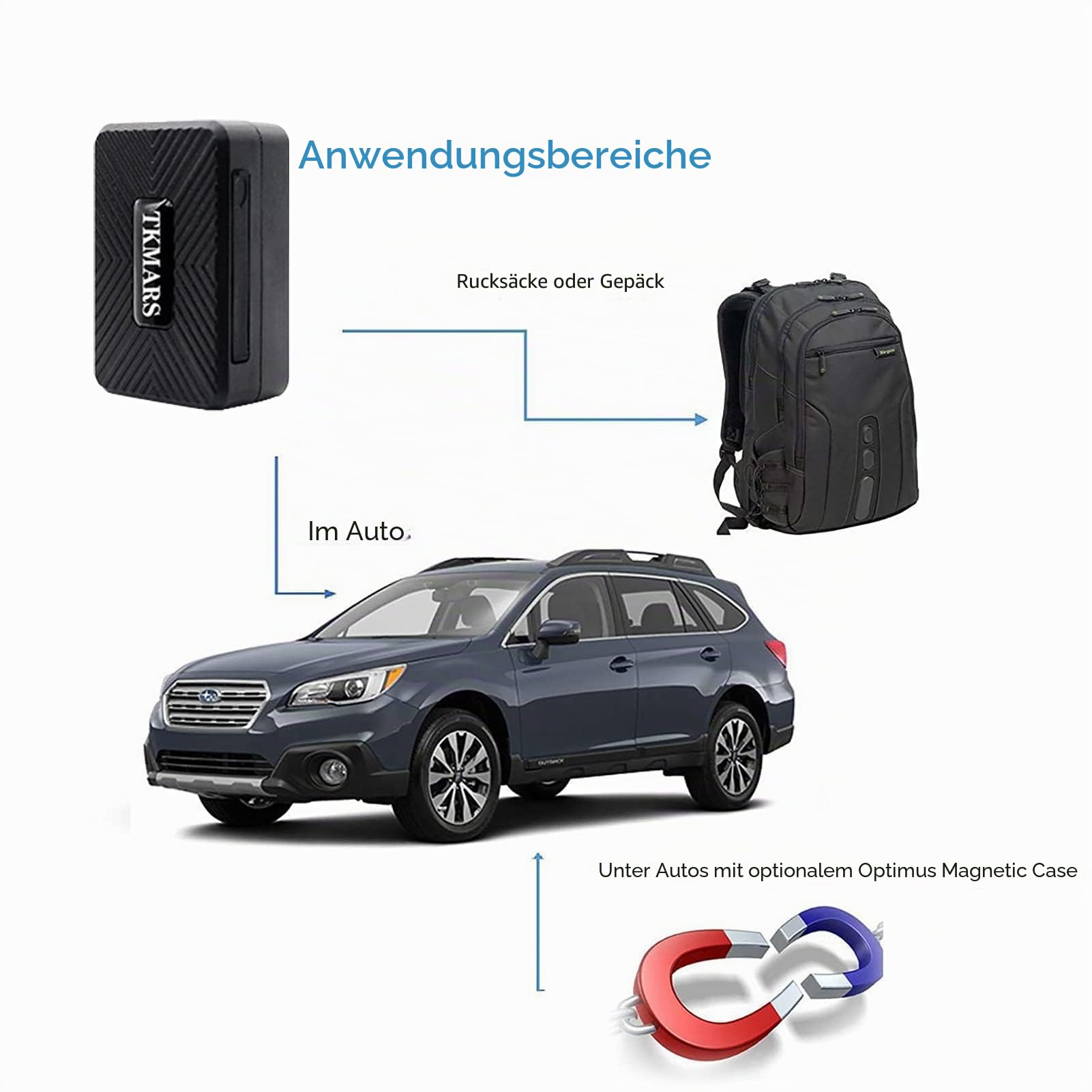 TKMARS 4G Mini GPS Tracker GPS Tracker Auto 25 Tage Standby-Zeit, Stark Magnetisch, Wasserdicht, Echtzeit-Positionierung, 5 Sekunden Aktualisierung, mit Kostenloser App