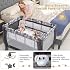Costzon 3 in 1 Pack and Play with Bassinet, Portable Baby Playard with Changing Table, Music Box, Whirling Toys, Wheels/Brake, Basket, Foldable Infant Bassinet Crib for Baby Toddlers Indoor Outdoor