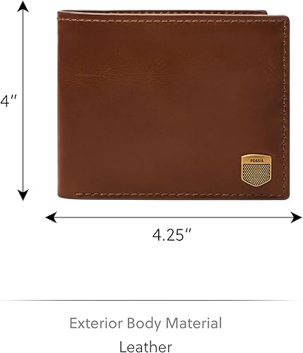 Miniatura 8 de Fossil Ryan - Cartera plegable de cuero con bloqueo RFID para hombre con ventana abatible de identificación