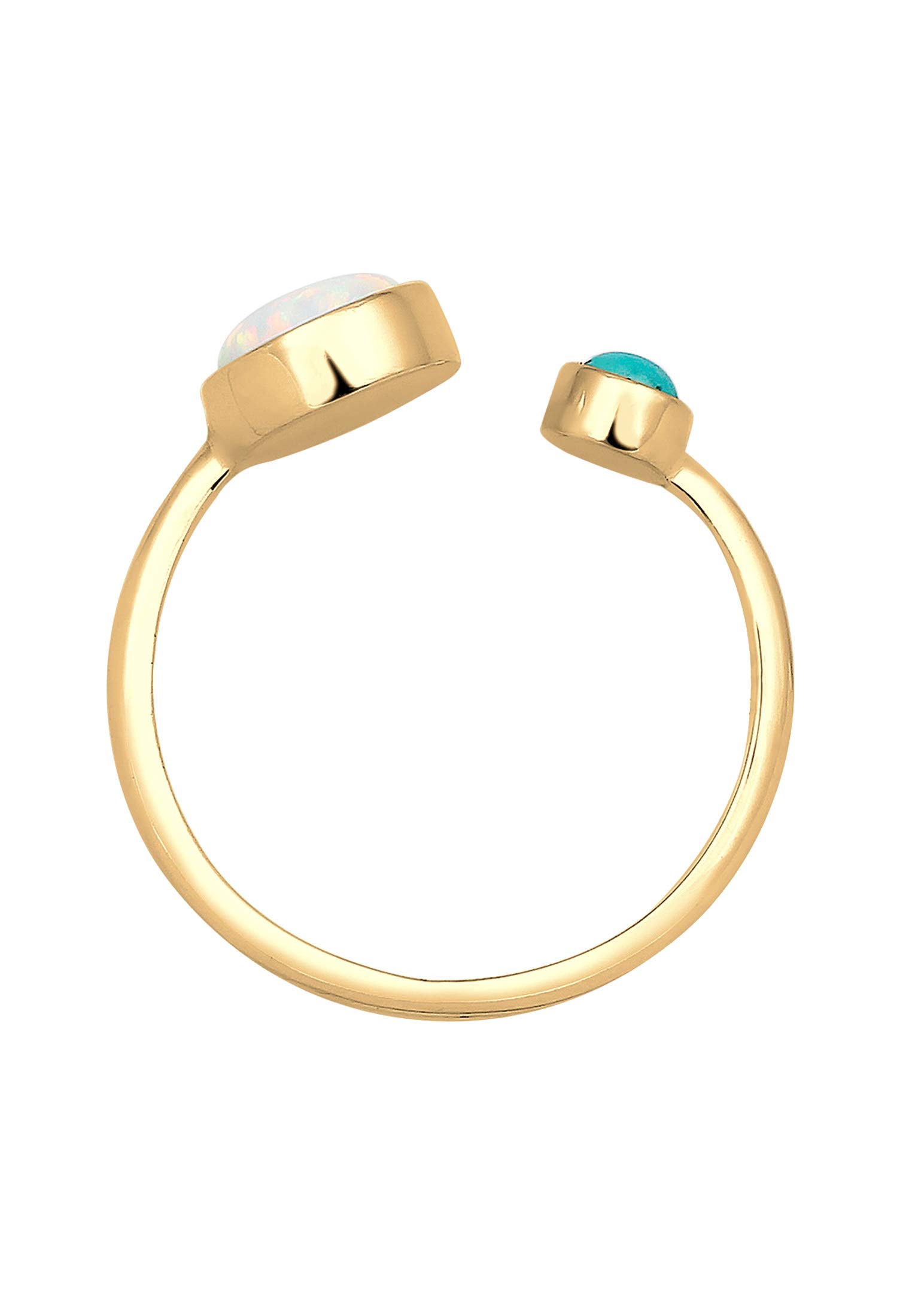 Elli Ring Damen Boho Verstellbar Synthetischem Opal und Howlith 925 Silber