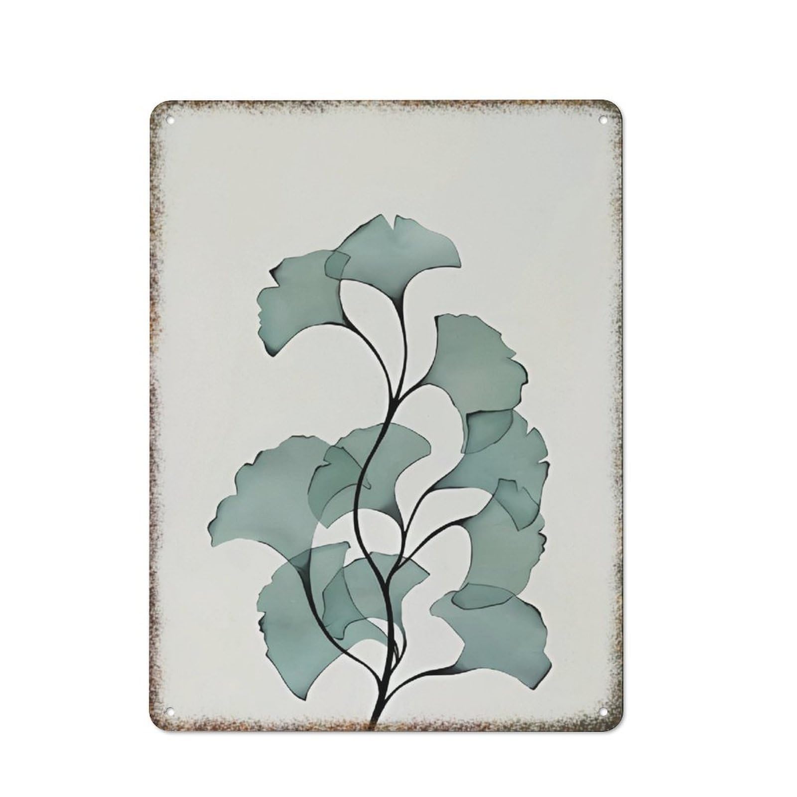 Minimalist Leaf Floral Living Room Farmhouse High Gloss Metal Wall Art 8x12 inch