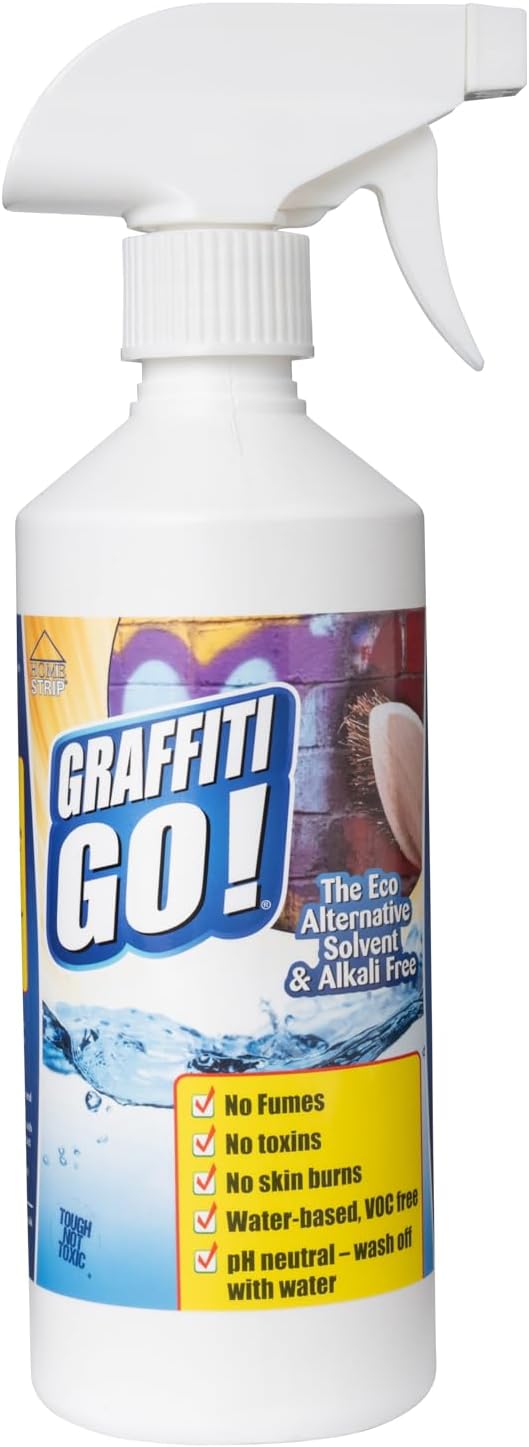 Graffiti Go 500ml - Solvent Free Graffiti Remover, Paint Stripper, Coatings Cleaner for Wood, Metal, Brick, Concrete, Stone, Plastic & More
