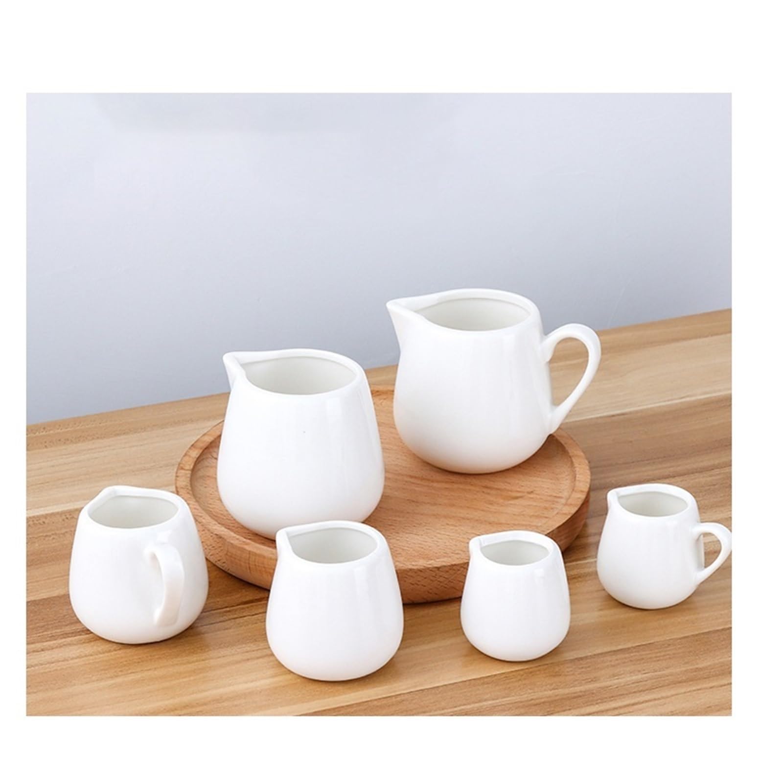 Mini jarra cerámica for leche con asa, jarras for crema y café expreso, taza de salsa for cocina, for servir, 2 uds Para Espumar(White A,100ml)