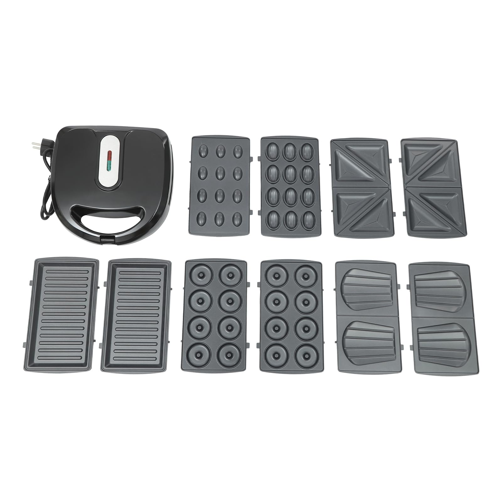 Urządzenie do kanapek 6 w 1, wielofunkcyjna gofrownica 750 W, grill, dwustronne ogrzewanie, nieprzywierająca prasa panini, patelnia do steków, opiekacz do kanapek, do biura, domu, kuchni