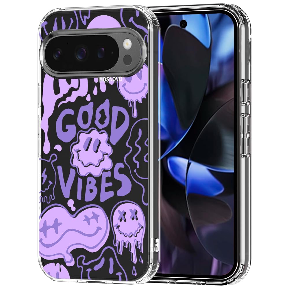MOSNOVO Case for Google Pixel 9 & Pixel 9 Pro, [Buffertech 6.6ft Military-Grade Drop Protection] [Anti Peel Off Tech] Clear TPU Bumper Phone Case Cover Design - Great Wave — view 138