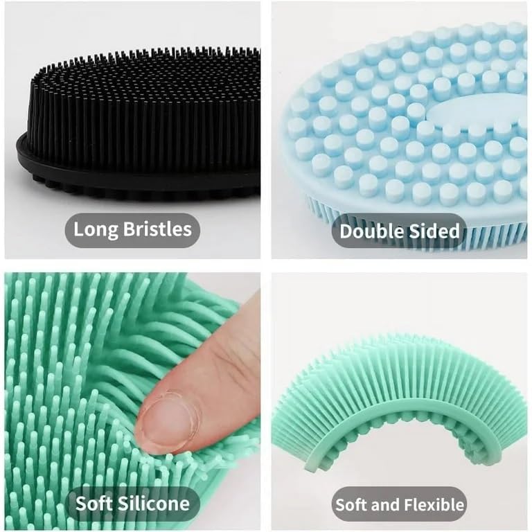Glitzn 2 in 1 Bath and Shampoo Brush, Soft Silicone Loofah for Sensitive Skin, Lathers Well, Scalp Massager Shampoo Brush, Double-Sided Body Brush, Gentle Exfoliating for Women Men 2