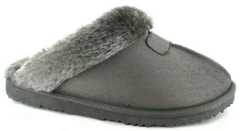 ellaElla Women's Jill Faux Sheepskin Look Fur Lined Memory Foam Mule Slippers