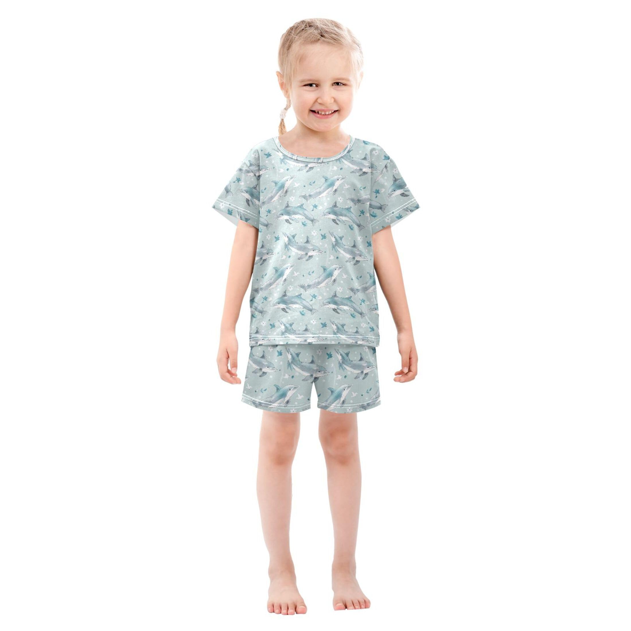 UMIRIKO Dolphins Animal Summer Short Sleeve Pajamas Sleepwear PJ Set B0403562