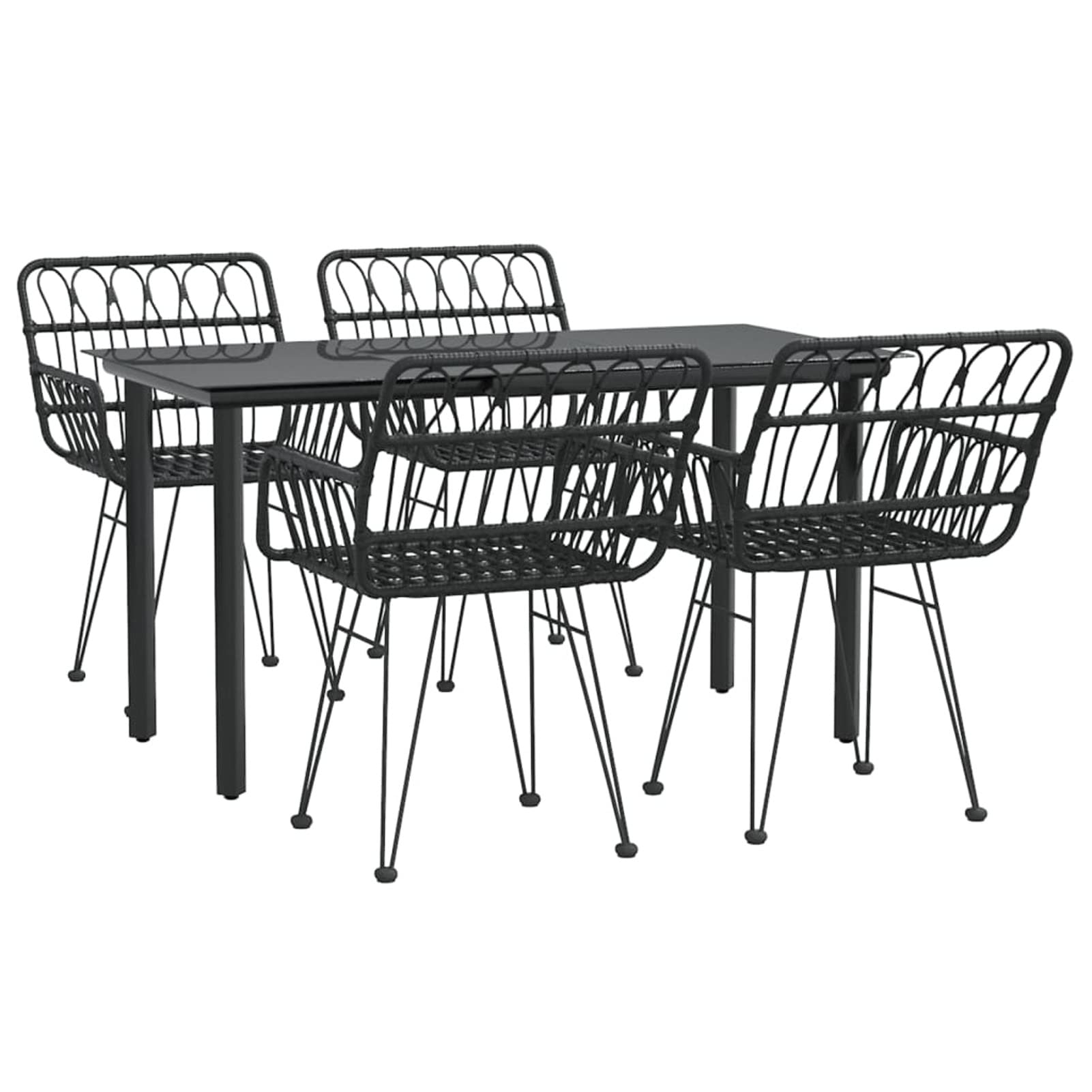 3157868 Set da Pranzo da Giardino 5 pz Nero in Polyrattan Testata in Legno,Testata Letto Matrimoniale Muebles Dormitorio Spalliera Letto Testiere per Letto Matrimoniale