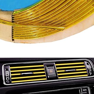 KaberMisr 2020 Chrome Car Air Conditioner Outlet Trim Strip Waterproof Bendable Air Vent Outlet Decoration Flexible Trim Strip Perfect for Car Interior Decoration (15M Gold, Code 8774)