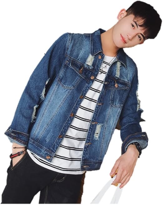 Amazon Sebles シャツの上に羽織るだけでトレンドコーディネイトに ダメージデニムジャケット メンズ ブルー ２xl コート ジャケット 通販