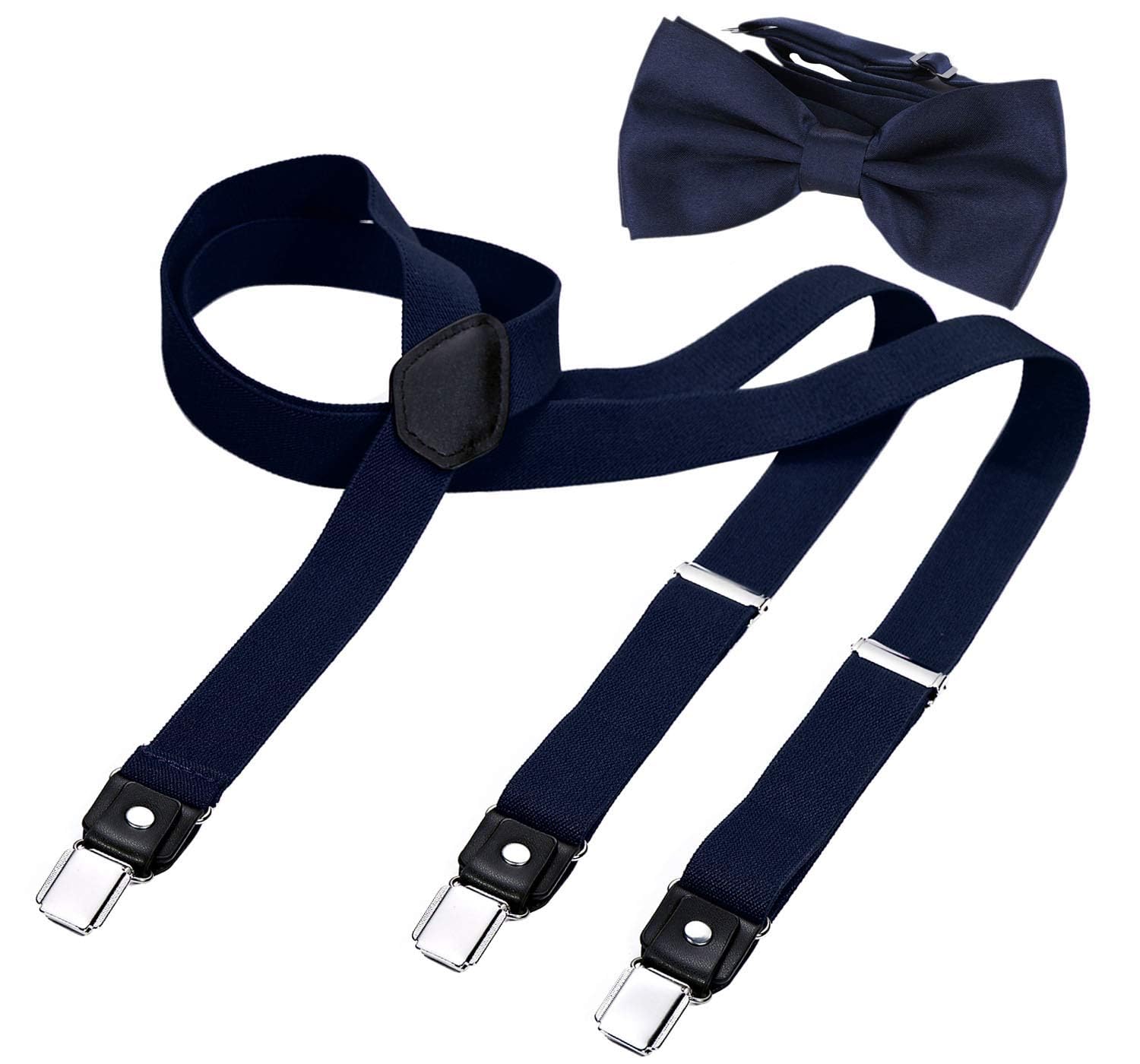 DonDon Set de tirantes y pajarita para hombre, forma de Y, ancho 3,5 cm, hecho a mano - Elegante accesorio para boda, fiesta, smoking