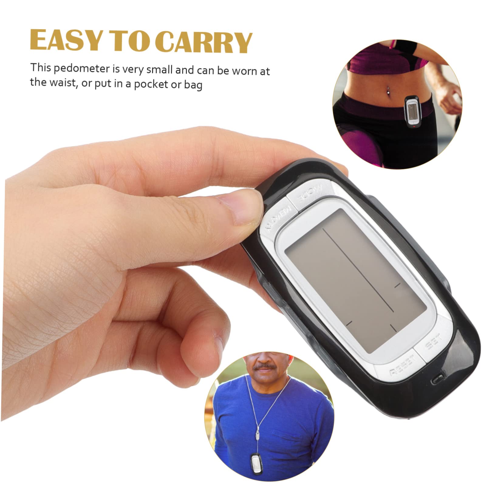 TOYANDONA 3 Pièces pédomètre Compteur de Pas Marche comptoir podomètre déambulateur Professionnel Compteur de Calories par étapes Compteur de randonnée pédestre Abdos