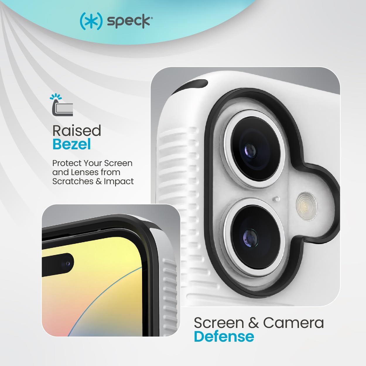 Speck CandyShell Grip Case iPhone 16 - Slim MagSafe Case for Women and Men - White/Black - Image 4