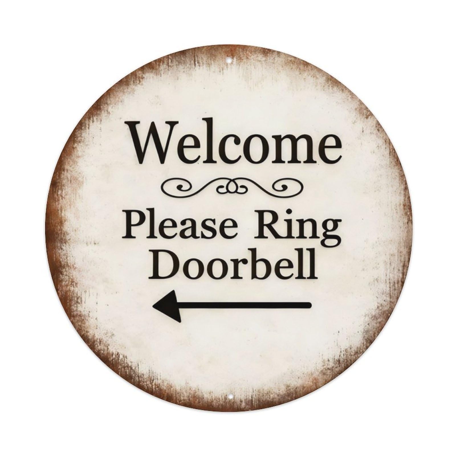 Ldfuieksufg Style Round Vintage Welcome Please Ring Doorbell Wall Sign Front Door Decor Vintage Aluminium Metal Sign, Retro Wall Decor For Home, Bar, Garage & Farmhouse 20X20cm