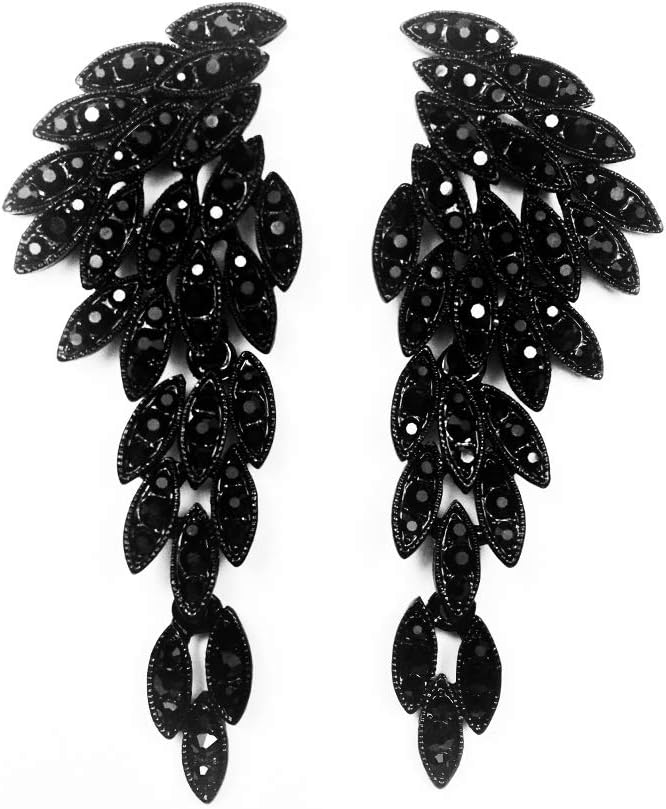 Art Deco 1920's Great Gatsby Angel Wings Eagle Wings Gothic Earrings Rhinestone Retro Statement Earrings Dangling Earrings Chandelier Long Drop Earrings for Women