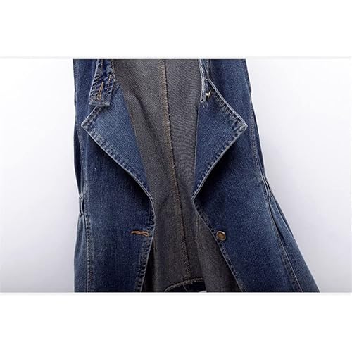 N/A Spring Autumn Long Denim Women's Vest Casual Slim Feminino Sleeveless Jeans Jackets Coats Waistcoat Outerwear Top (Color : Blue, Size : Xl Code) #TOP4