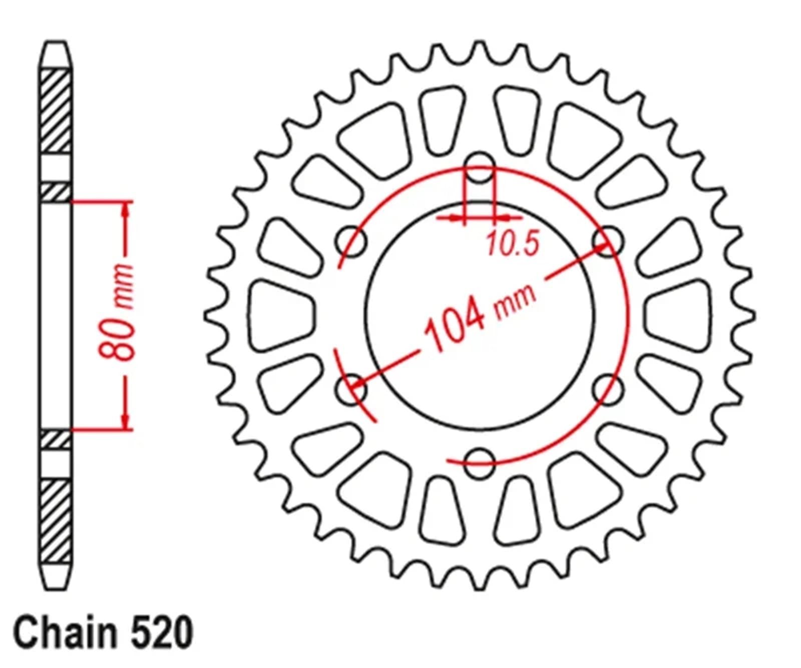 Motocicleta Piñón para Kawasaki Z750 (ZR750 LCF) R NCF 2012 S K1, K6F 2005-2006 Corona Trasera para Motocicleta (Piñón) 520