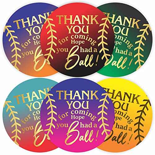 Baseball Thank You For Coming Stickers - (Pack Of 120) 2" Large Round Gold Foil Labels For Baseball Theme Birthday Party Favors Goodie Bag Cards Gift Envelope Seals #TOP10