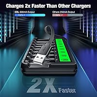 Vista 5 de EBL 16 sistemas AA AAA Baterías Combo 8 Bay LCD más reciente versión cargador de batería