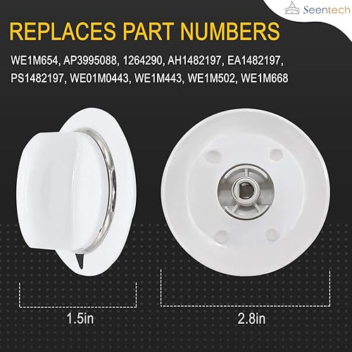 Seentech WE1M654 - Pomo de control de temporizador con anillo de metal, compatible con secador de Hotpoint General Electric, reemplaza: AP3995088