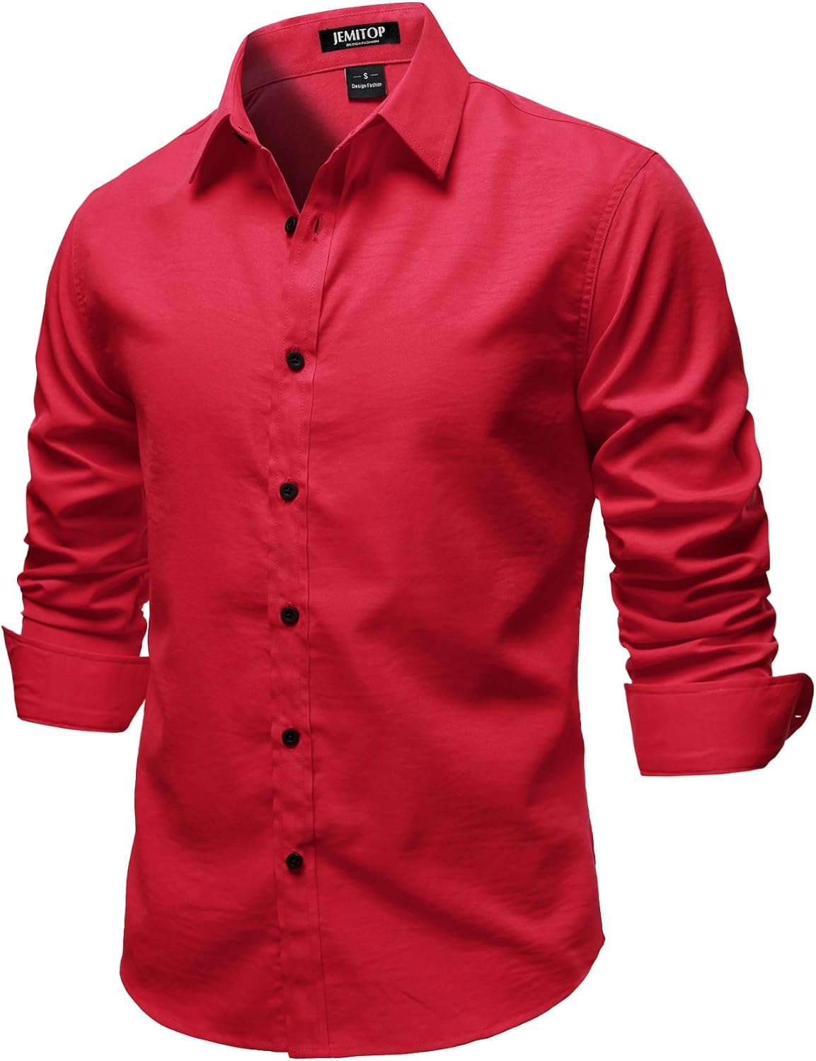 JEMITOP Mens Stretch Vintage Slim Fit Button Down Shirts Business Casual Long Sleeve Dress Shirt - Image 2