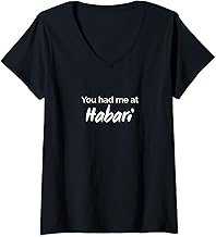Womens You Had Me at Habari Swahili Tanzania Kenya Hello Greeting V-Neck T-Shirt